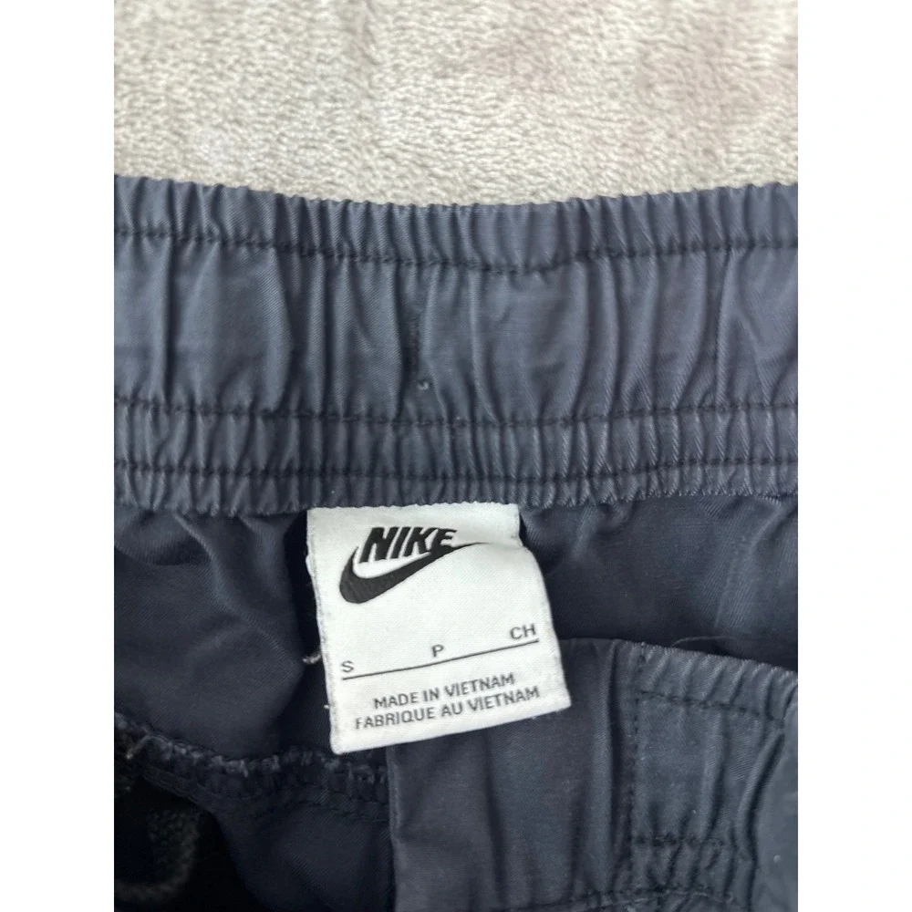 Nike Mens Black Cotton Nylon Cargo Pants Elastic Waist Swoosh Logo Small 1510